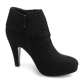 Stivali eleganti su pizzo tacco alto 6-67 nero