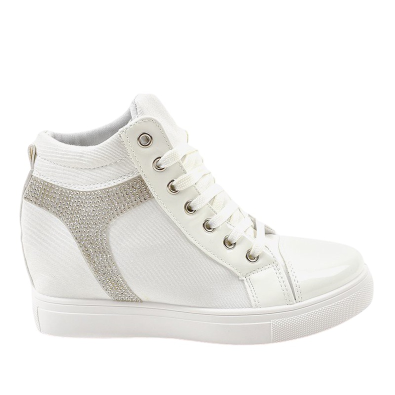 Sneakers bianche con zeppa e paillettes AN2959 bianca