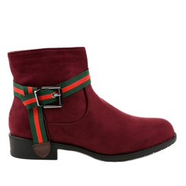 Stivali scamosciati bordeaux sul palo con fibbia 6119 rosso