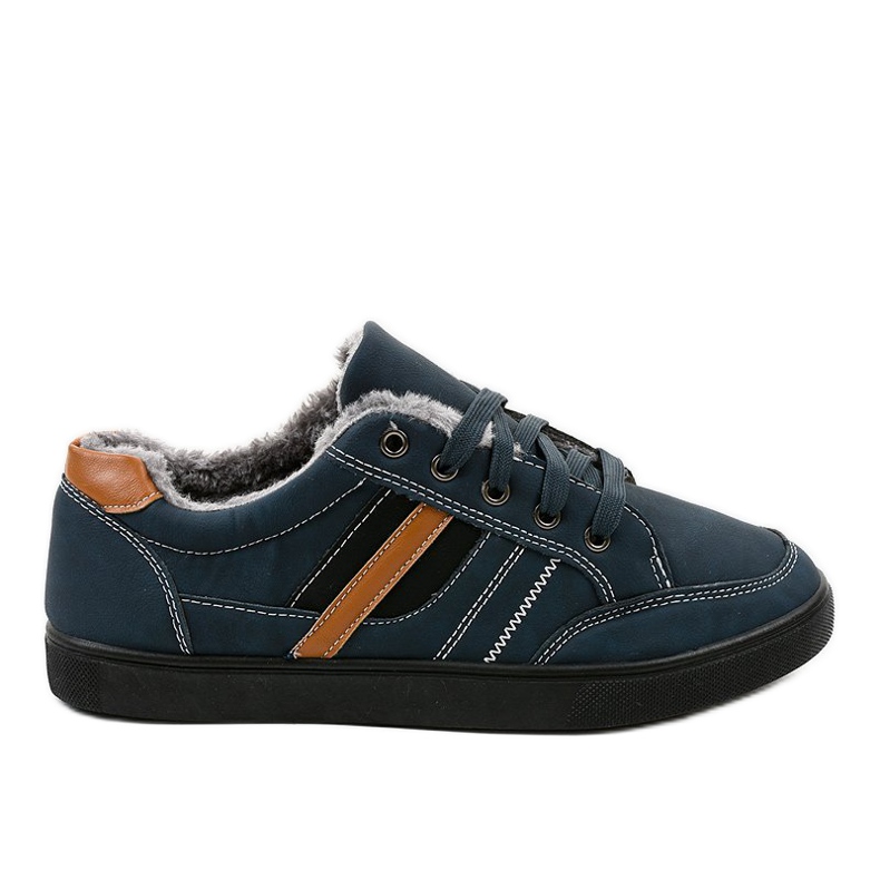 Sneakers uomo blu navy con pelliccia E753M-2