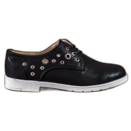 SHELOVET Scarpe annodate con ecopelle nero