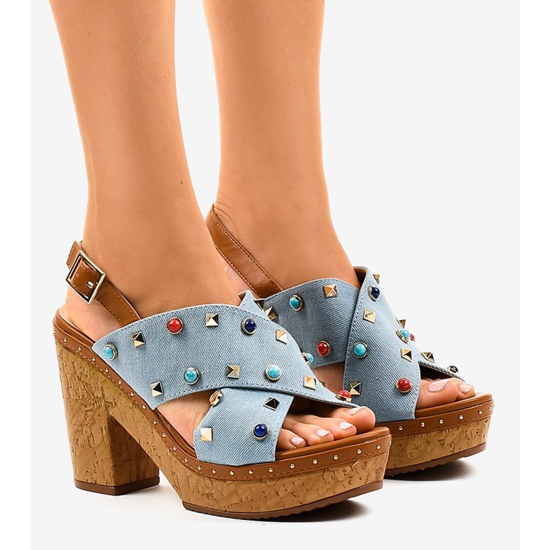 Sandali blu sulla piattaforma 1669