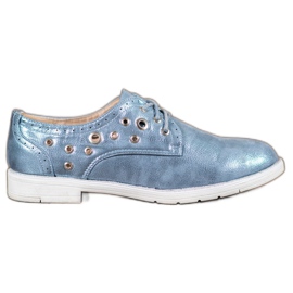 SHELOVET Scarpe annodate con ecopelle blu