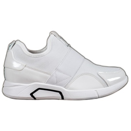 Ideal Shoes Sneakers alla moda senza lacci bianca