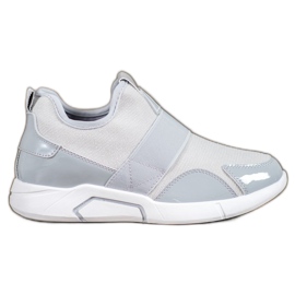 Ideal Shoes Sneakers alla moda senza lacci grigio
