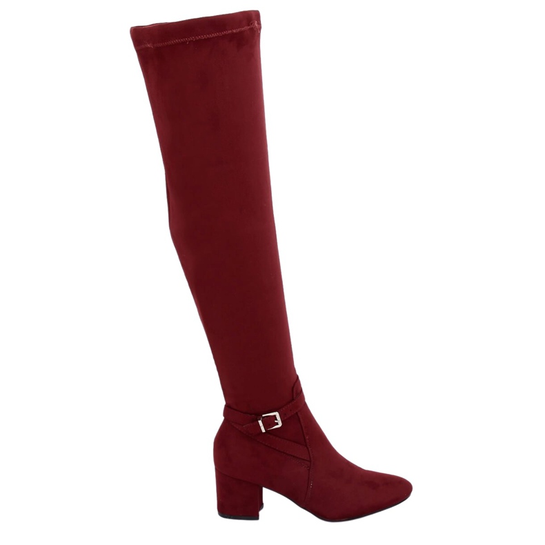 Stivali sopra il ginocchio con tacco basso YL-151 Wine rosso