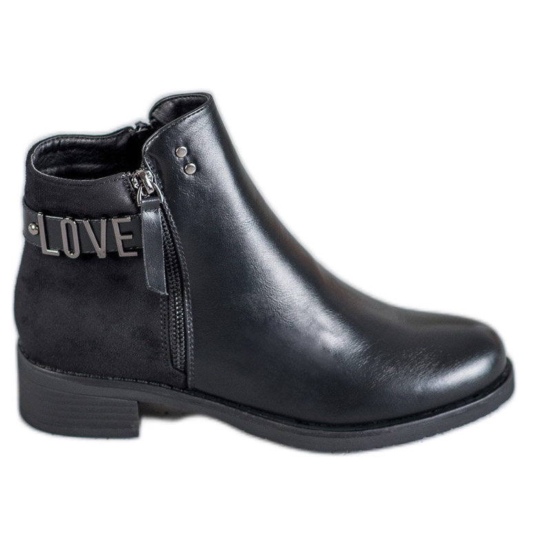 Ideal Shoes Stivali neri su un tacco piatto nero