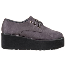 SHELOVET Scarpe in camoscio sulla piattaforma grigio