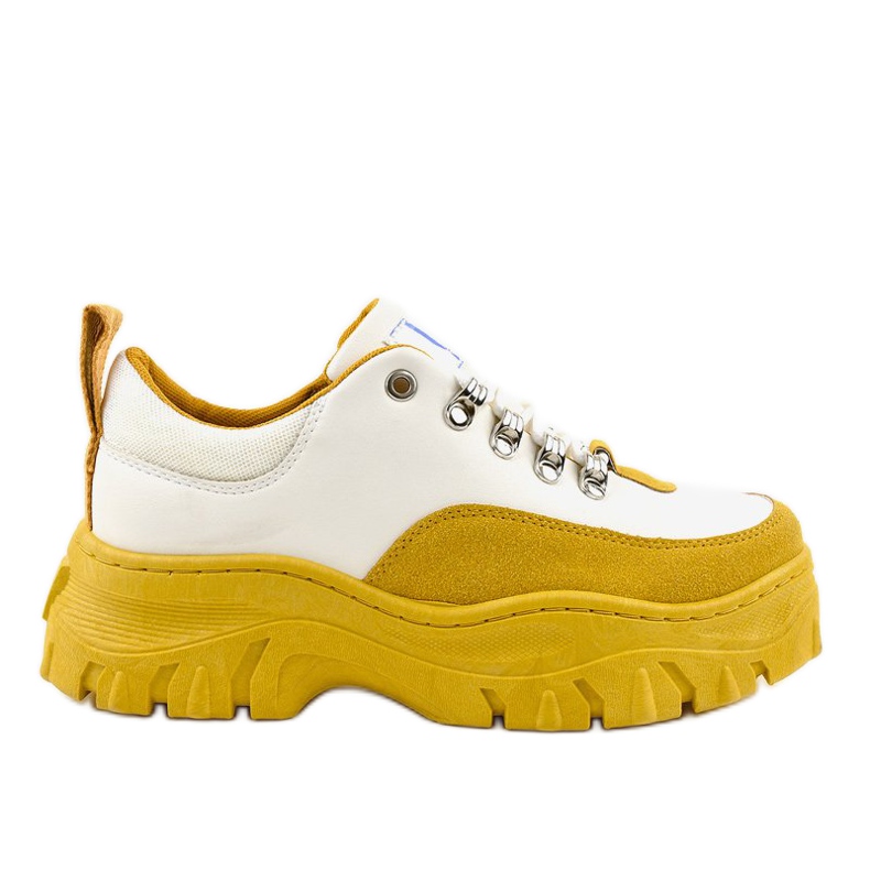 Scarpe sportive da donna alla moda bianche e gialle PF5329 bianca giallo