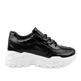 Scarpe sportive nere con paillettes W-3118 nero