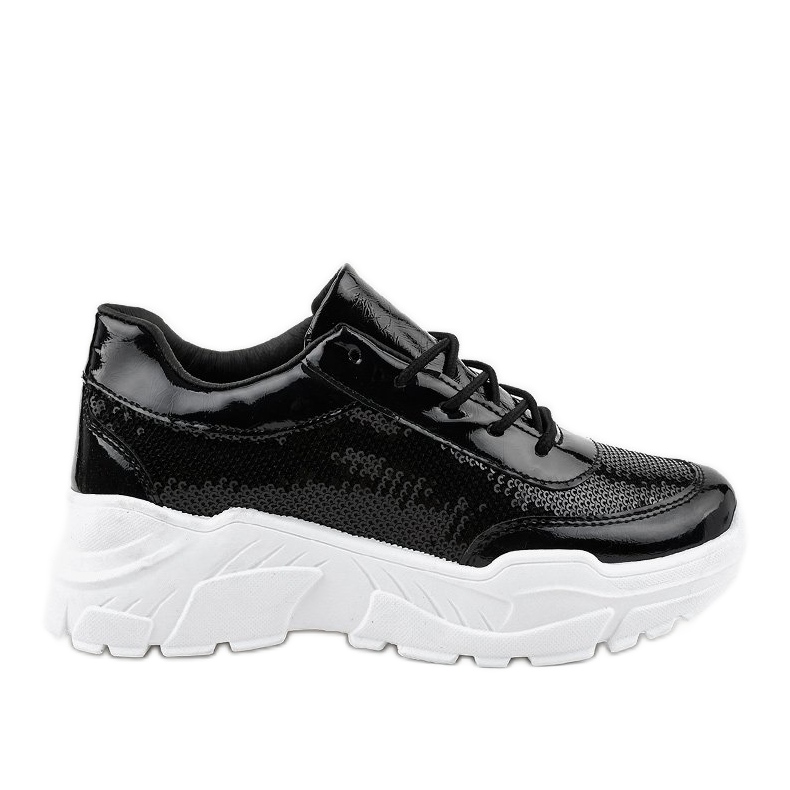 Scarpe sportive nere con paillettes W-3118 nero