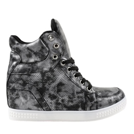 Sneakers nere con zeppe stringate ON001 nero