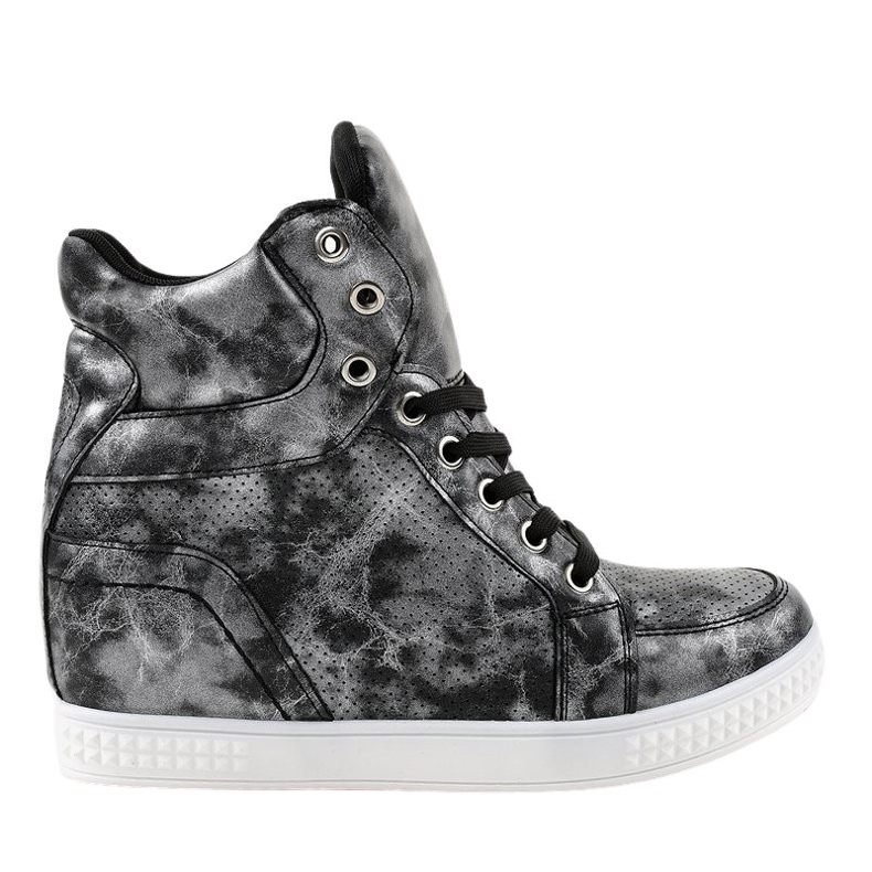 Sneakers nere con zeppe stringate ON001 nero