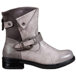 Super Me Stivali Con Fibbia Decorativa grigio