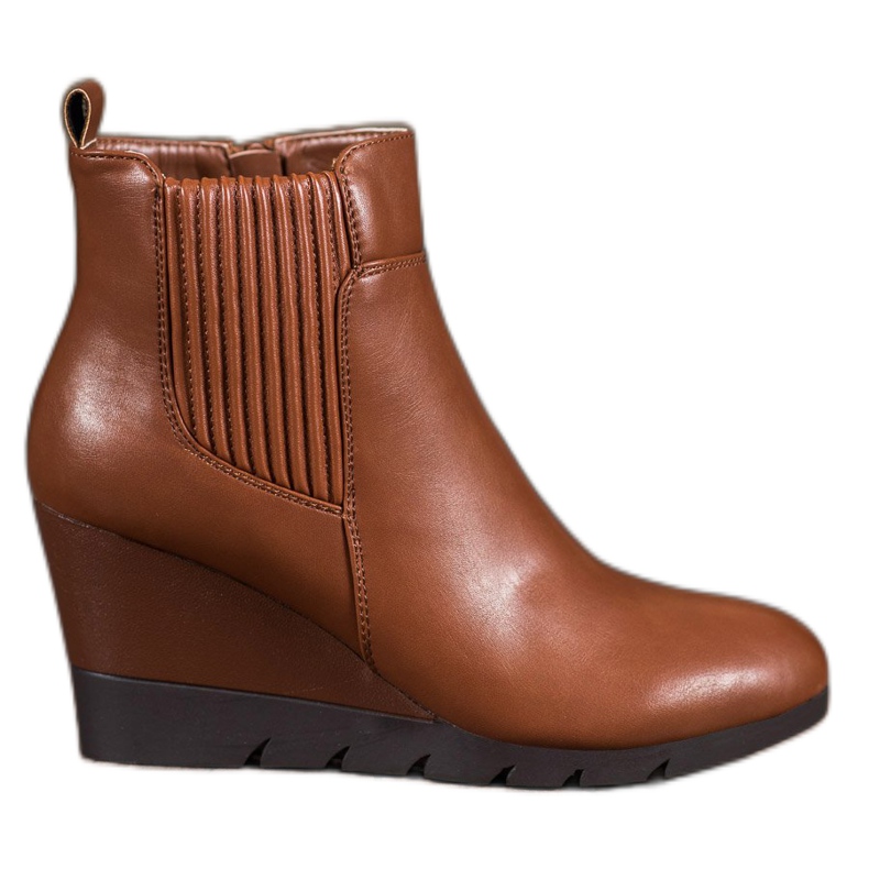SHELOVET Stivali con zeppa marrone