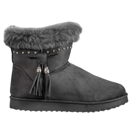 SHELOVET Mukluki con cristalli grigio