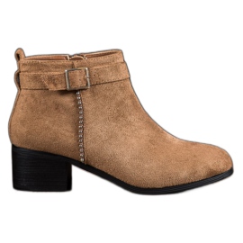 SHELOVET Stivali con tacco alto in camoscio marrone