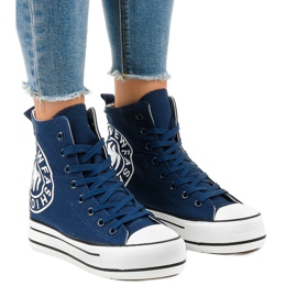 Sneakers con zeppa blu navy W08