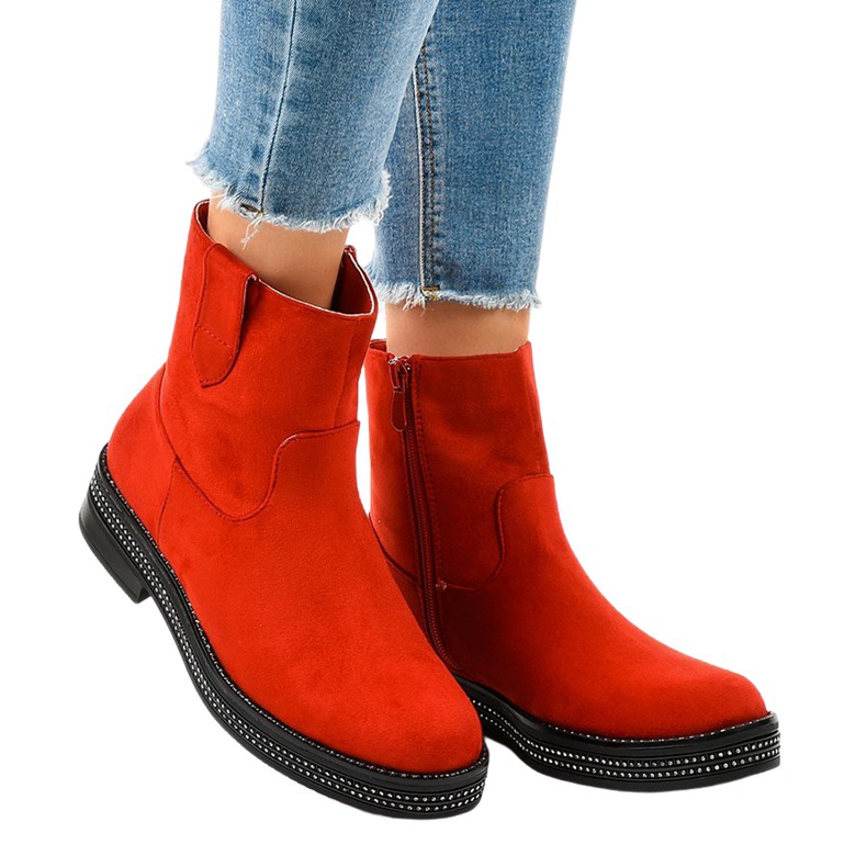 Stivaletti in camoscio rosso CH1812-2