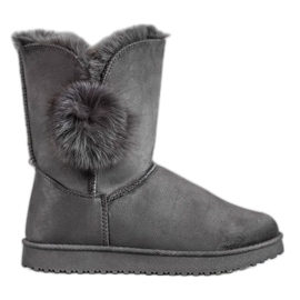 SHELOVET Mukluki con pompon grigio