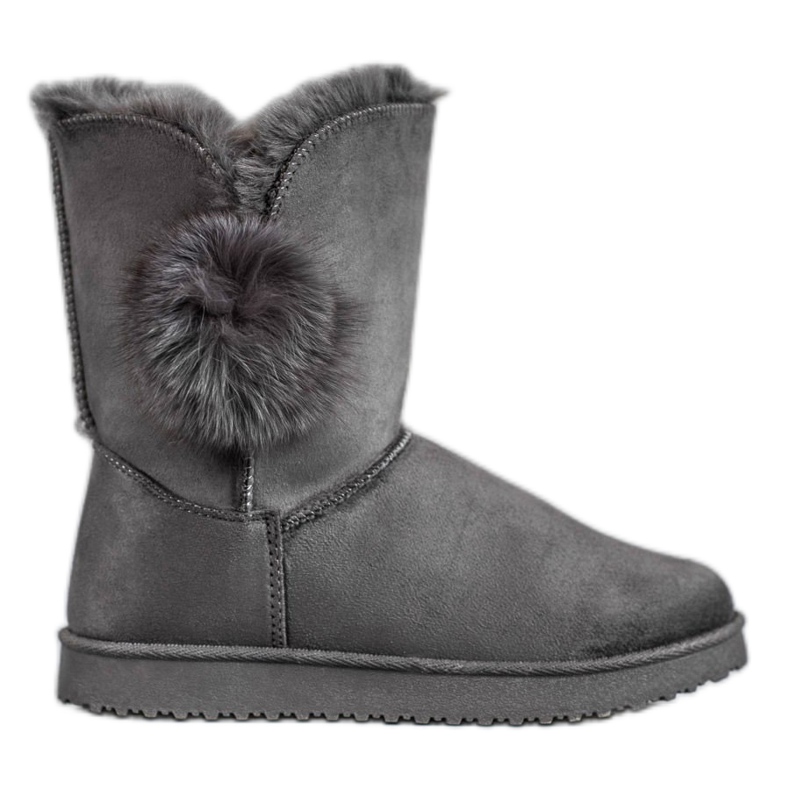 SHELOVET Mukluki con pompon grigio