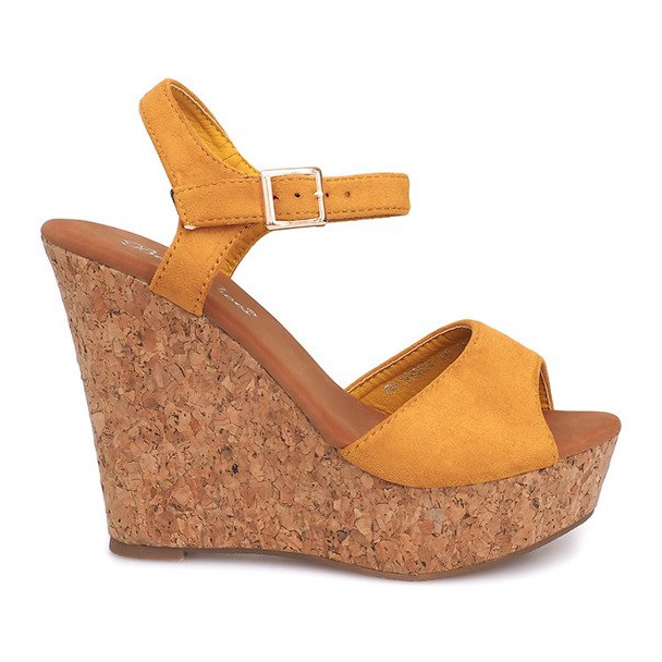 Sandali con zeppa Sughero 5H5654 Giallo