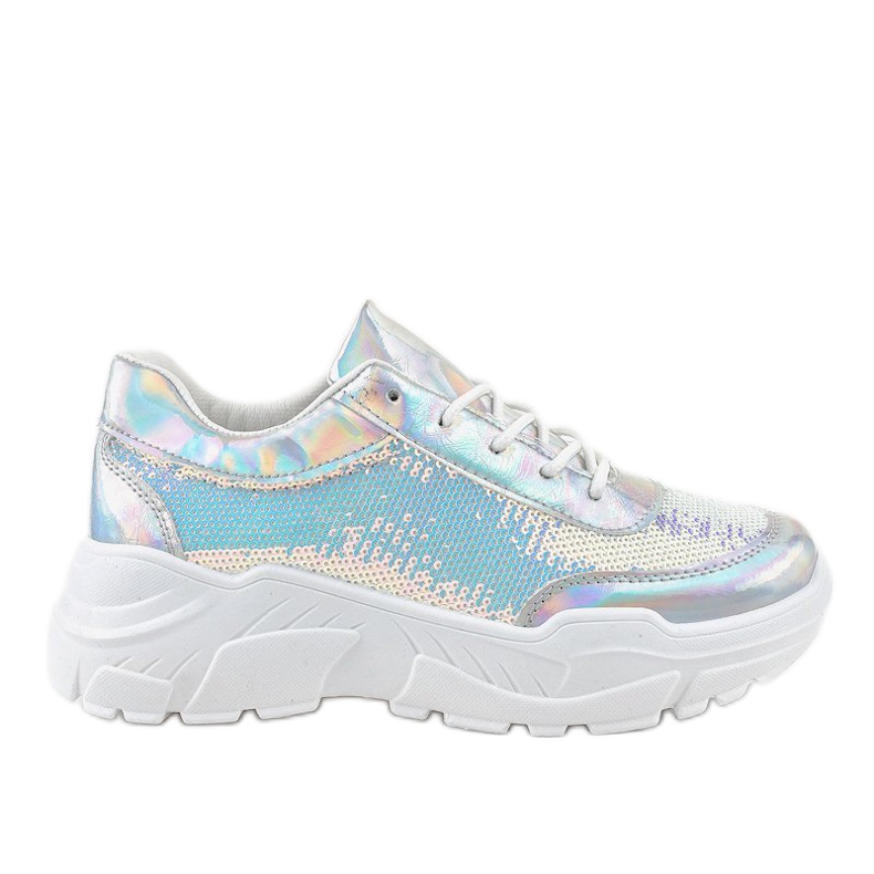 Scarpe sportive argento con paillettes W-3118 grigio