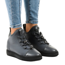 Sneakers alte grigie isolanti con zeppa XY-35 grigio