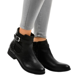 Stivaletti bassi neri con elastico e paillettes C298-1 nero