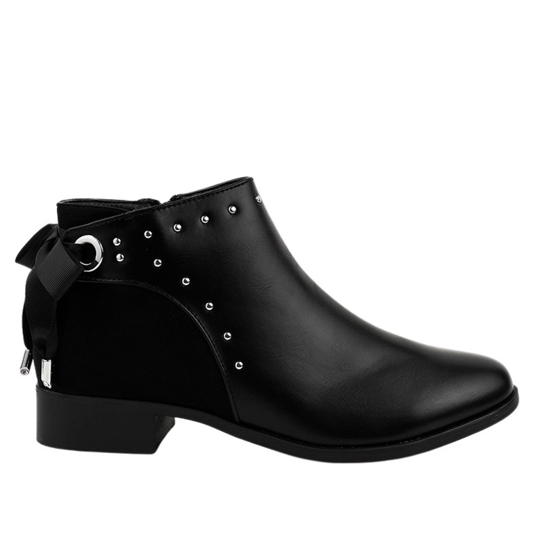 Stivali neri da donna piatti con nastro Y8162 nero