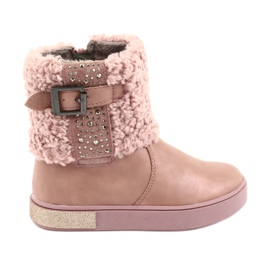 American Club Stivali con pelliccia con cerniera rosa