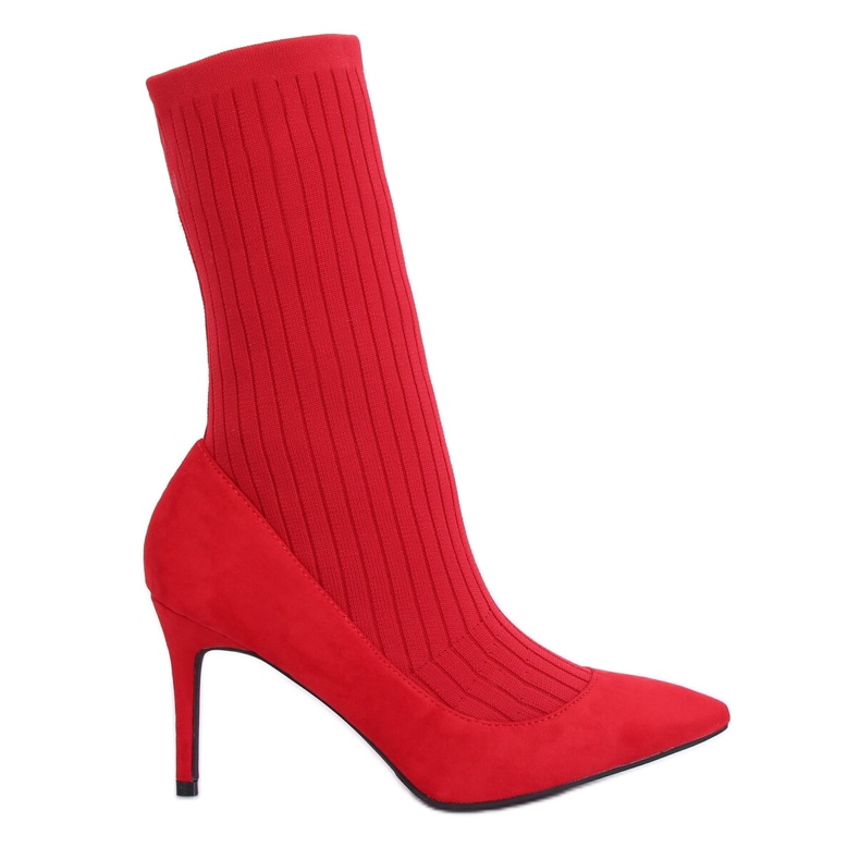 Stivali con tomaia a calzino rosso T5033 Rosso