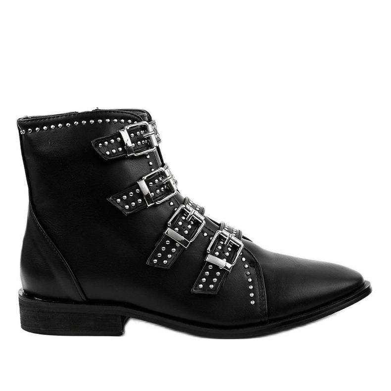 Stivali piatti da donna neri con fibbie 100-915 nero