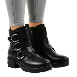 Stivali piatti da donna neri con fibbie BZ66010 nero