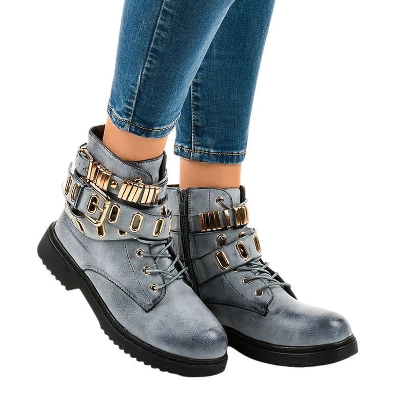 Stivali isolati piatti blu B2878-KB