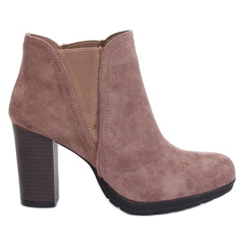 Stivali beige con tacco alto H9261 Kaki