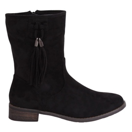 Stivali neri piatti da donna neri 99-133 Black nero
