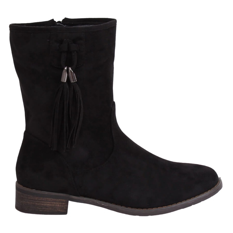 Stivali neri piatti da donna neri 99-133 Black nero