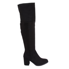 Stivali sopra il ginocchio con tacco basso nero 8B965 Black