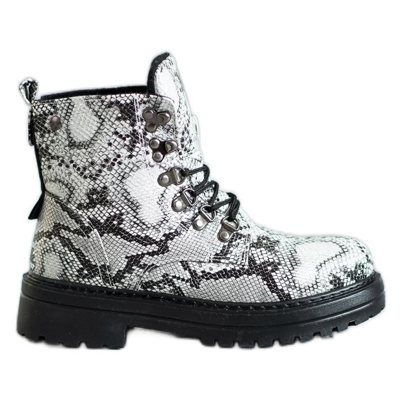 SHELOVET Trapper con lacci bianca multicolore