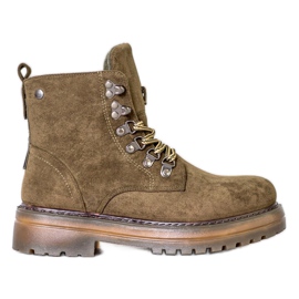 SHELOVET Trapper con lacci marrone multicolore verde