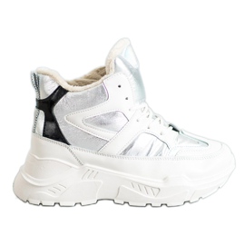 Stivaletti alla moda sportiva bianco grigio