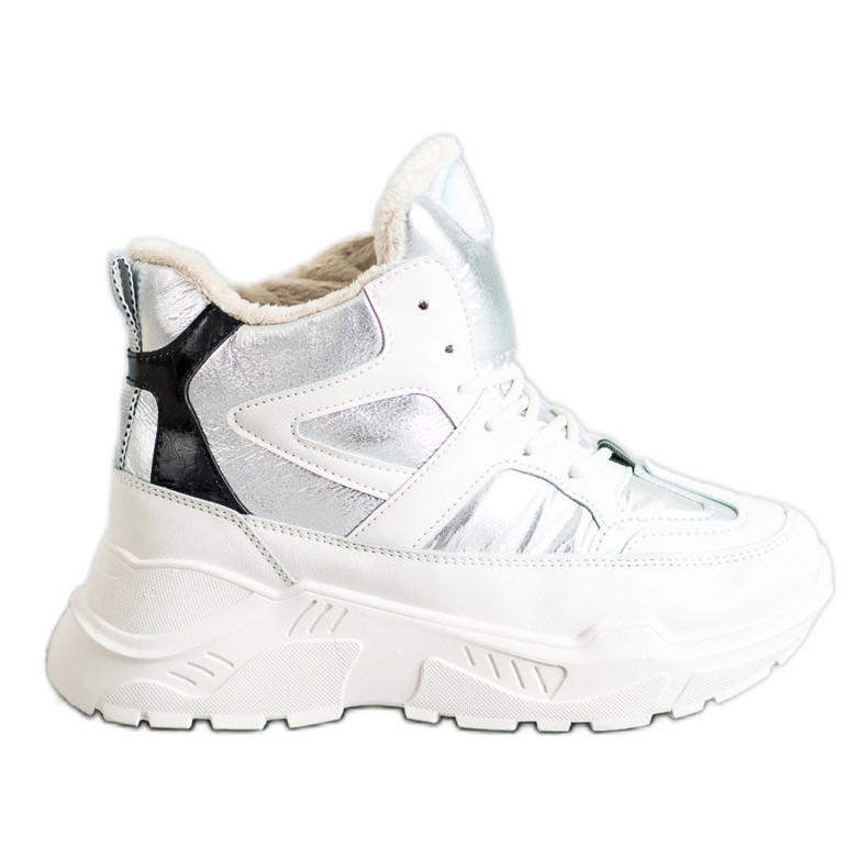 Stivaletti alla moda sportiva bianca grigio