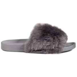Bona Pantofole Con Pelliccia grigio