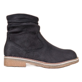 SHELOVET Stivali piatti in pelle scamosciata nero