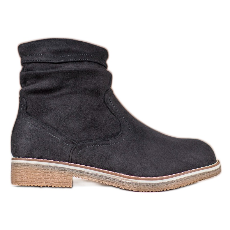 SHELOVET Stivali piatti in pelle scamosciata nero