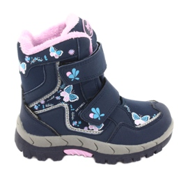 Stivali American Club con membrana HL28 farfalle blu navy rosa