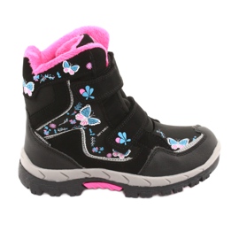 Stivali American Club con membrana HL27 farfalle nere nero blu rosa