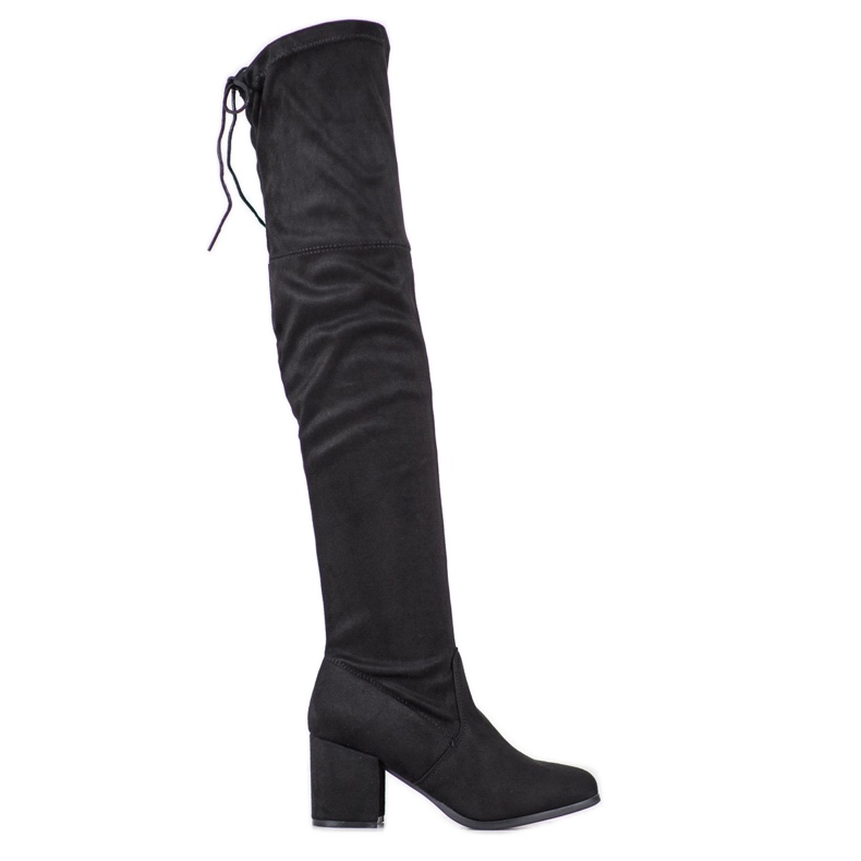 Ideal Shoes Stivali alla coscia in pelle scamosciata nero