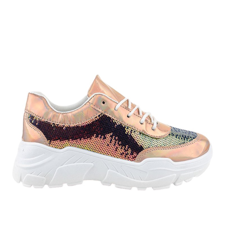 Scarpe sportive champagne con paillettes W-3118 giallo
